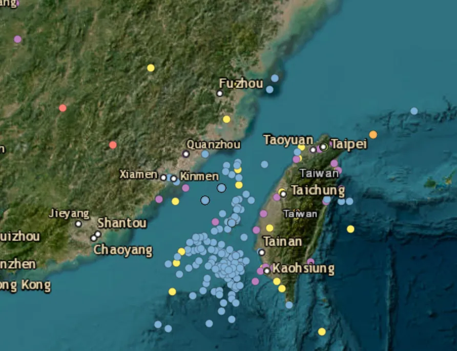 Twenty-one Chinese aircraft and six naval ships tracked around Taiwan