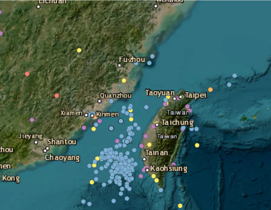 Nine Chinese ships and seven ships tracked around Taiwan