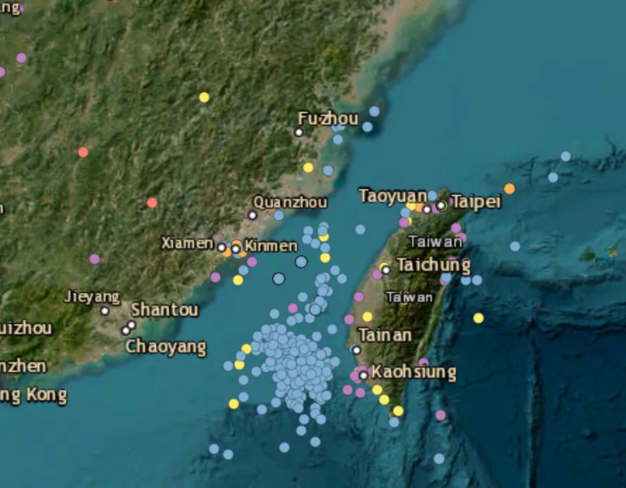 Nine Chinese naval vessels, eight military aircraft, and one official ship tracked around Taiwan