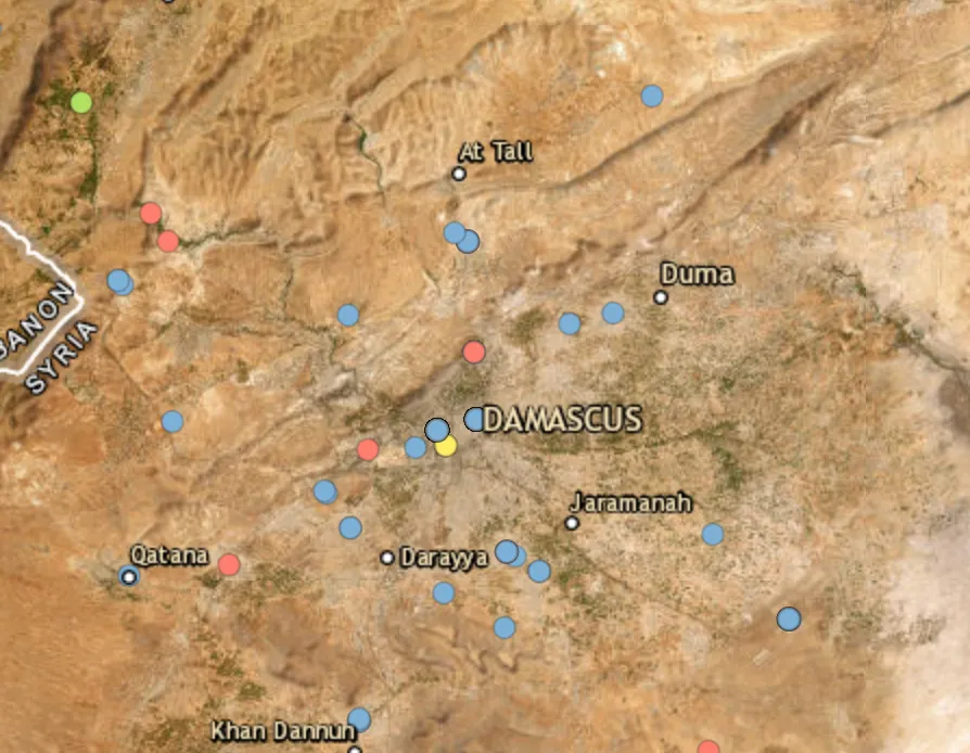 Airstrikes reported near Damascus