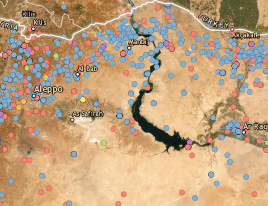 Attacks reported in the Manbij area